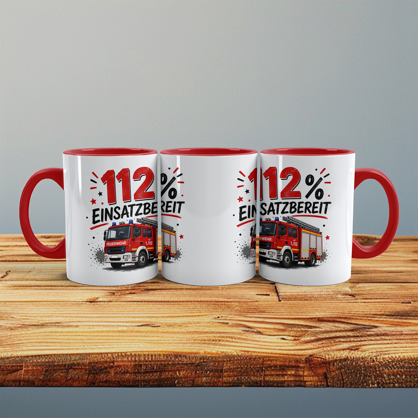 Feuerwehrtasse "112% Einsatzbereit" – Geschenk für Feuerwehrleute
