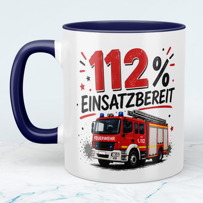Feuerwehrtasse "112% Einsatzbereit" – Geschenk für Feuerwehrleute