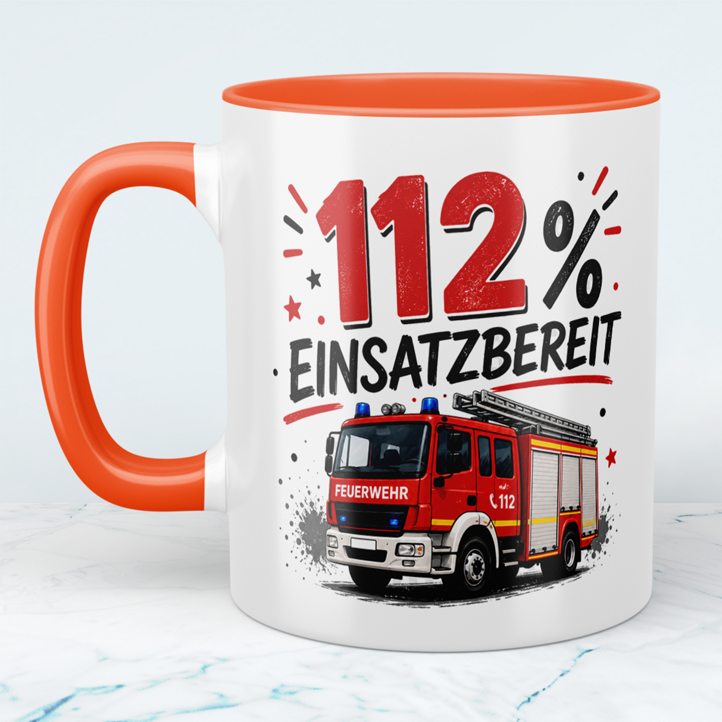 Feuerwehrtasse "112% Einsatzbereit" – Geschenk für Feuerwehrleute