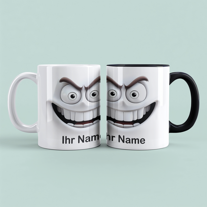 Lustige 3D-Gesicht Tasse personalisiert mit Namen – Geschenk Büro & Familie
