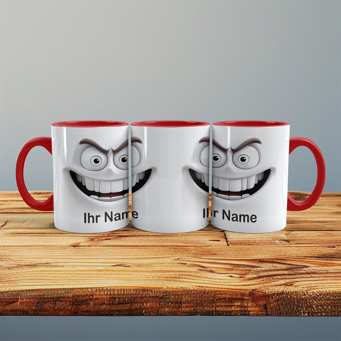 Lustige 3D-Gesicht Tasse personalisiert mit Namen – Geschenk Büro & Familie
