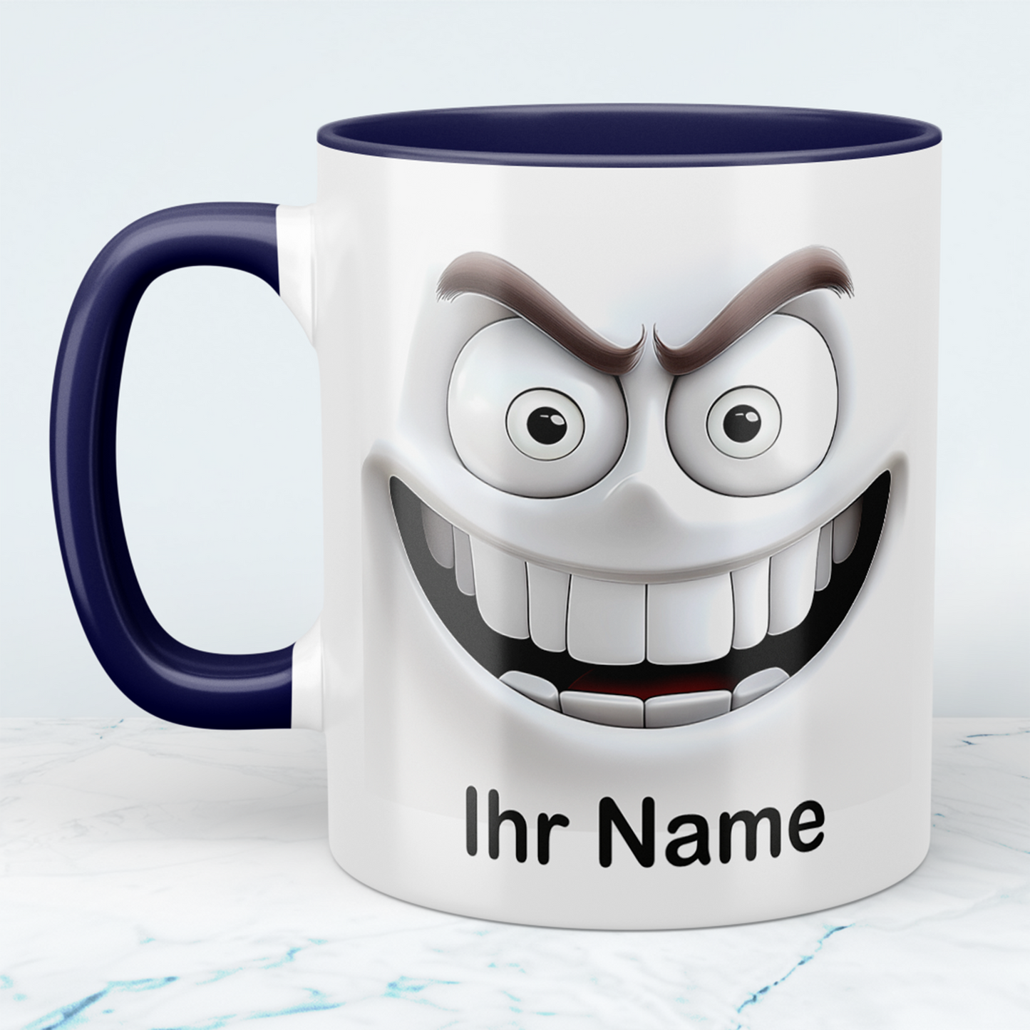 Lustige 3D-Gesicht Tasse personalisiert mit Namen – Geschenk Büro & Familie