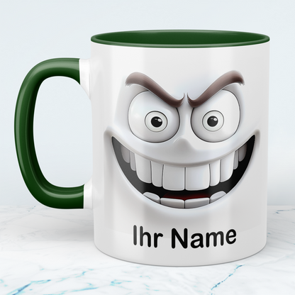 Lustige 3D-Gesicht Tasse personalisiert mit Namen – Geschenk Büro & Familie