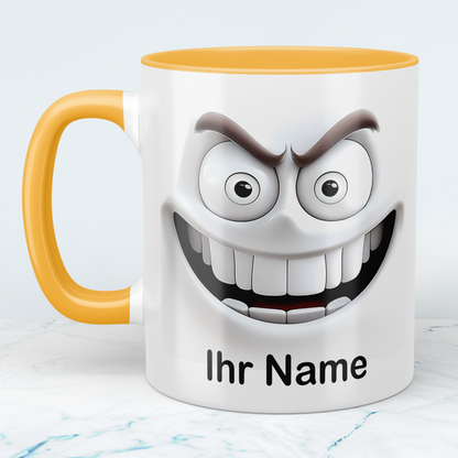 Lustige 3D-Gesicht Tasse personalisiert mit Namen – Geschenk Büro & Familie