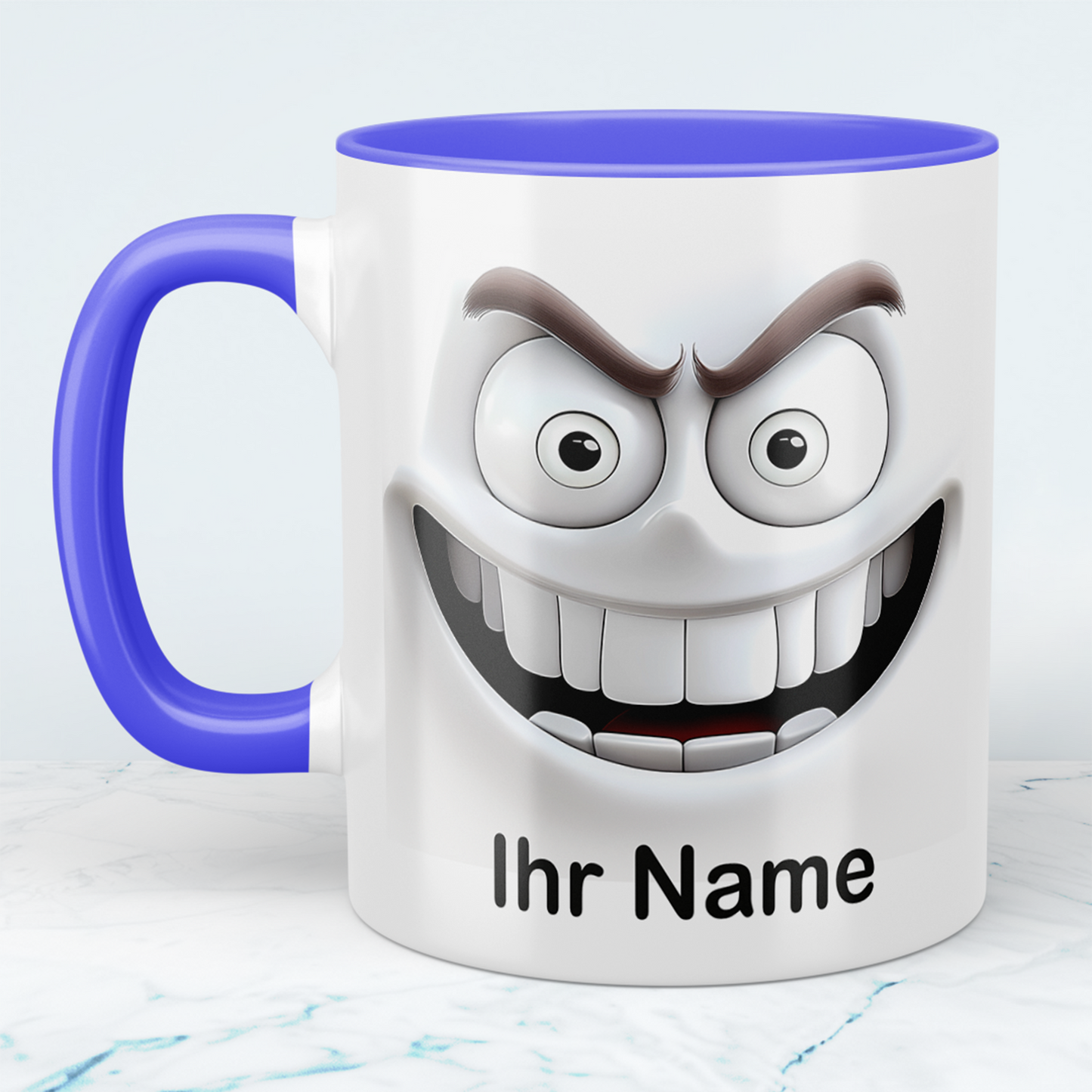 Lustige 3D-Gesicht Tasse personalisiert mit Namen – Geschenk Büro & Familie