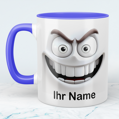 Lustige 3D-Gesicht Tasse personalisiert mit Namen – Geschenk Büro & Familie