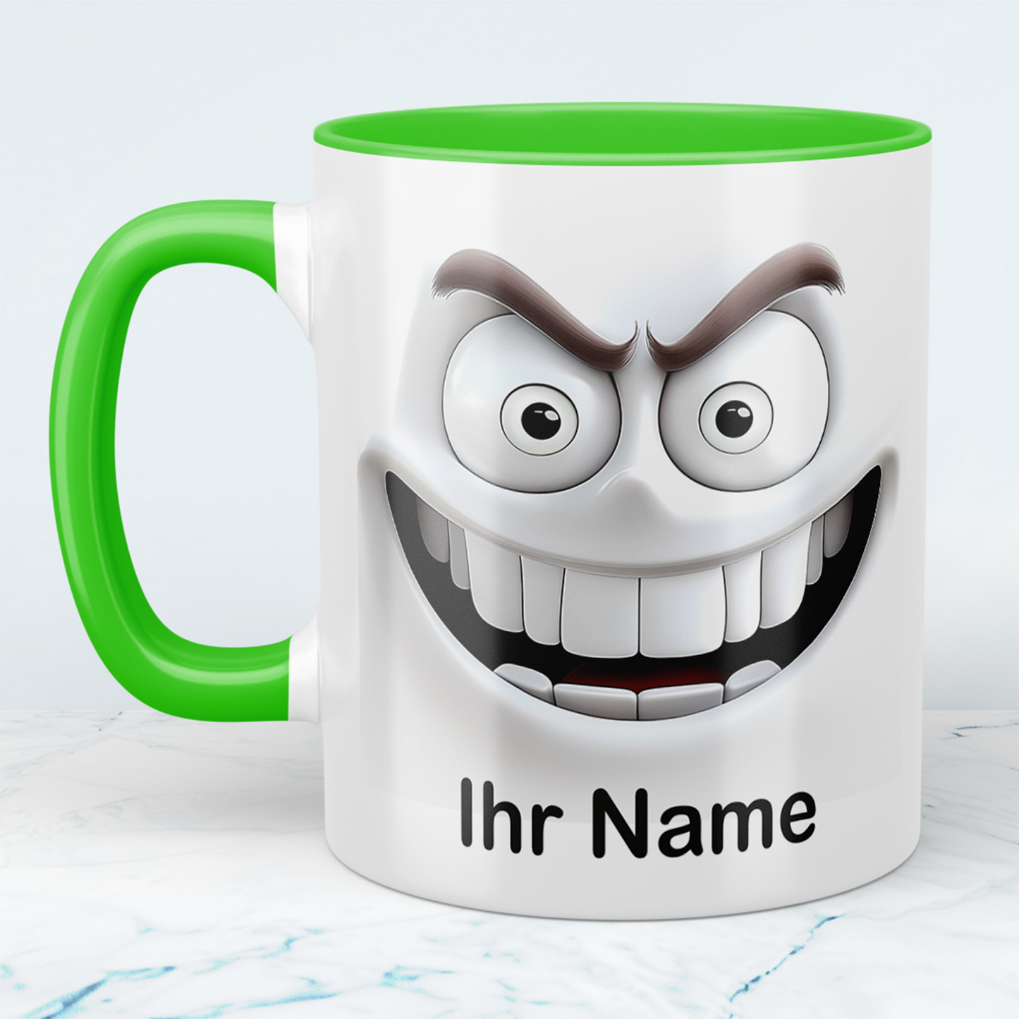 Lustige 3D-Gesicht Tasse personalisiert mit Namen – Geschenk Büro & Familie