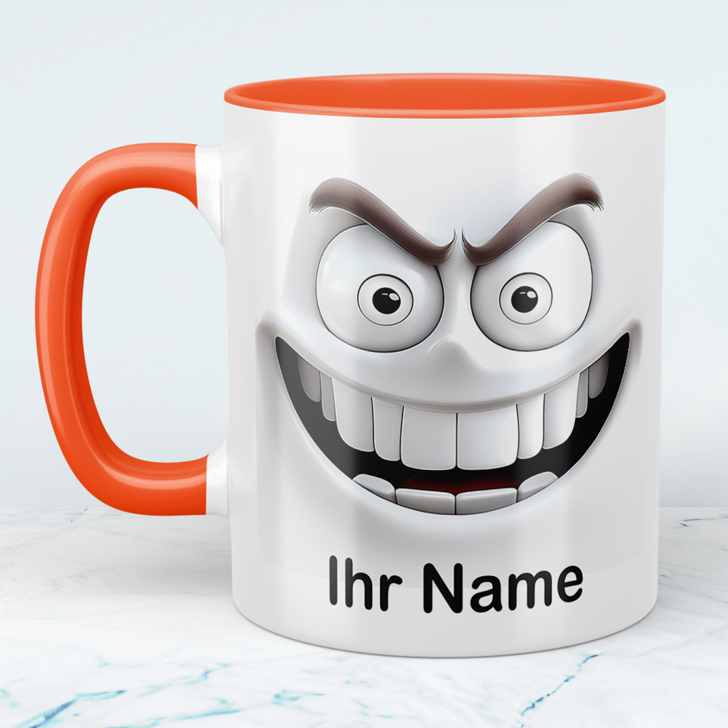 Lustige 3D-Gesicht Tasse personalisiert mit Namen – Geschenk Büro & Familie