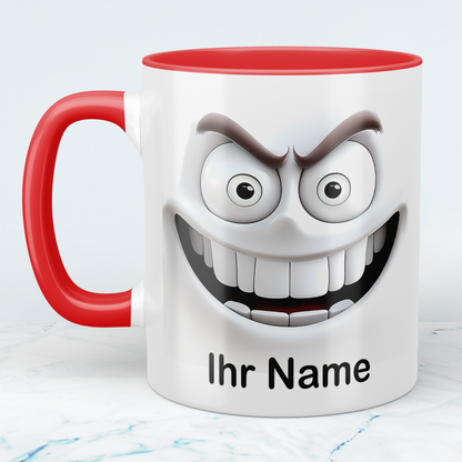 Lustige 3D-Gesicht Tasse personalisiert mit Namen – Geschenk Büro & Familie