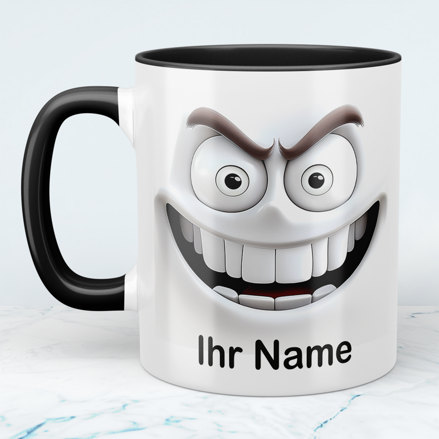 Lustige 3D-Gesicht Tasse personalisiert mit Namen – Geschenk Büro & Familie