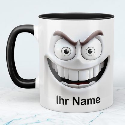 Lustige 3D-Gesicht Tasse personalisiert mit Namen – Geschenk Büro & Familie
