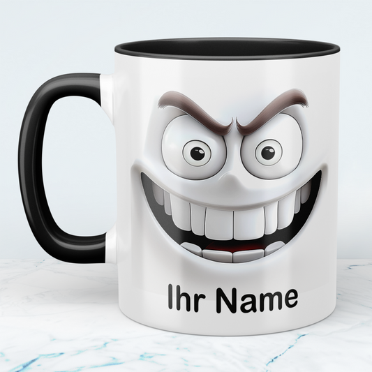 Lustige 3D-Gesicht Tasse personalisiert mit Namen – Geschenk Büro & Familie