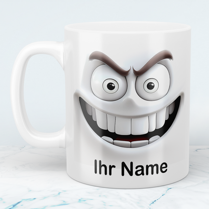 Lustige 3D-Gesicht Tasse personalisiert mit Namen – Geschenk Büro & Familie