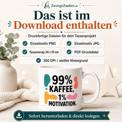 ZwergeZauber Tassendesign 99 % Kaffee - 1 % Motivation – Verkaufsbild 2