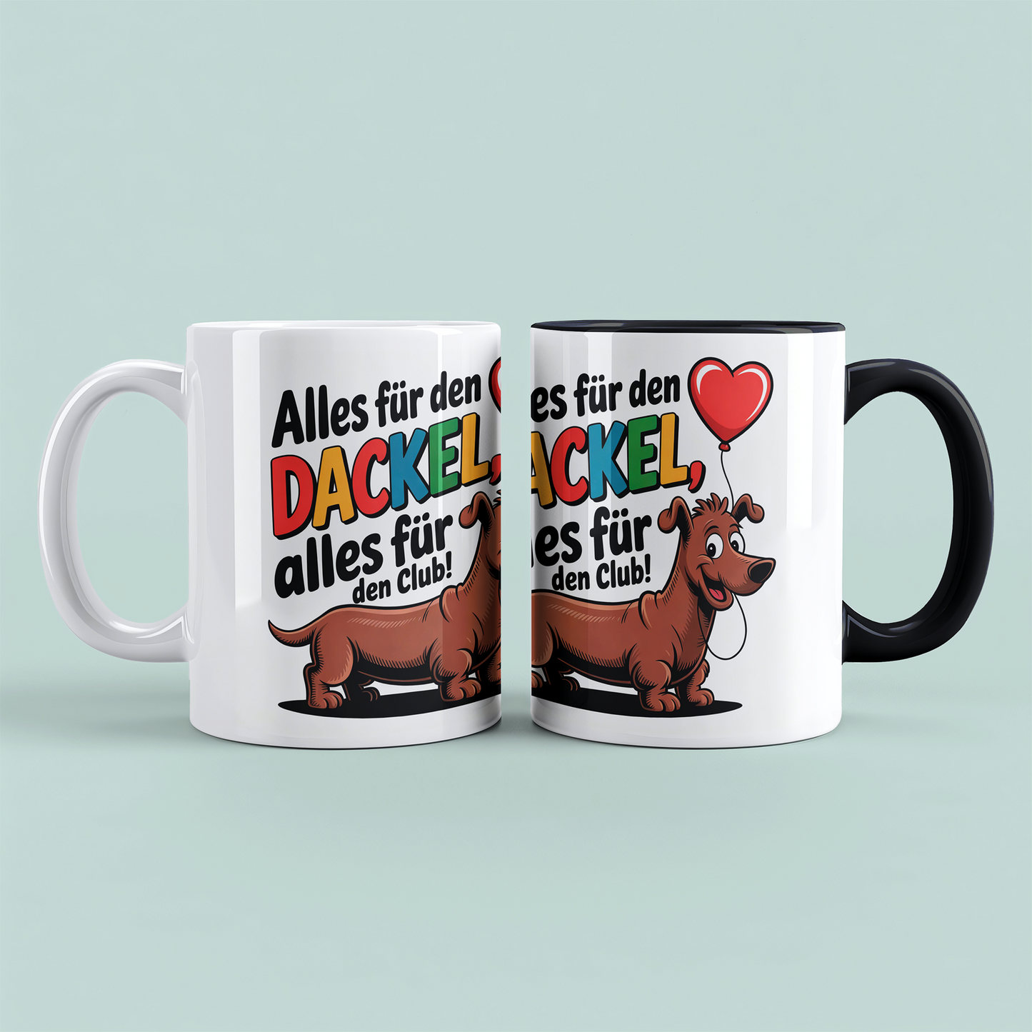 Bedruckte Kaffeetasse mit Spruch – Alles für den Dackel – Originelles Geschenk