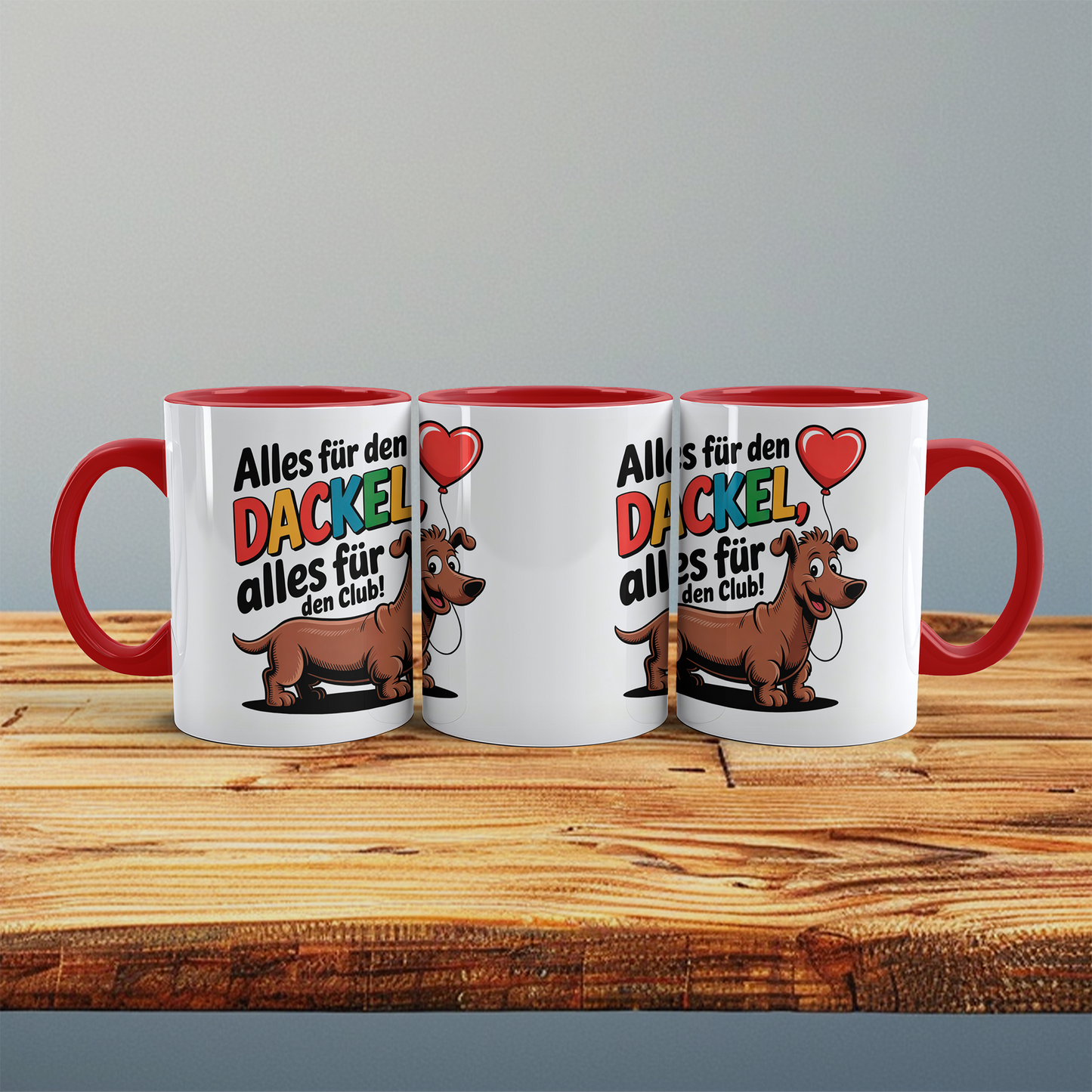 Bedruckte Kaffeetasse mit Spruch – Alles für den Dackel – Originelles Geschenk