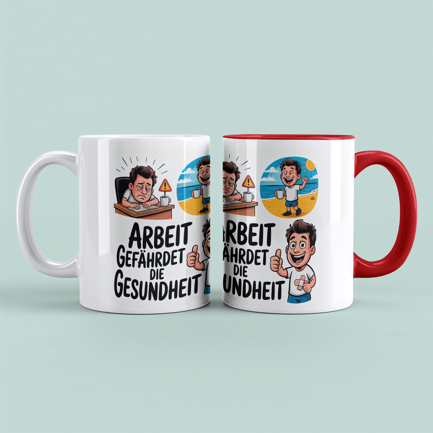 Lustige Bedruckte Tasse: “Arbeit gefährdet die Gesundheit” – Ideales Geschenk für Kollegen im Büro