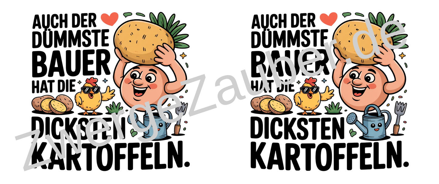 Witzige Bürotasse für Kollegen mit Spruch: "Auch der dümmste Bauer hat die dicksten Kartoffeln"