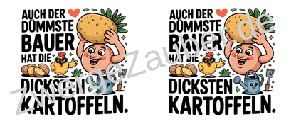 Witzige Bürotasse für Kollegen mit Spruch: "Auch der dümmste Bauer hat die dicksten Kartoffeln"