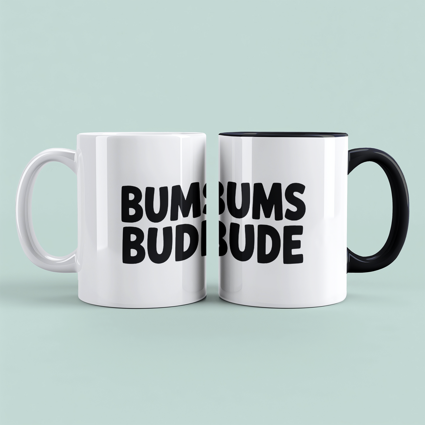 Bedruckte Spaß-Tasse BUMSBUDE – Geschenkidee für Büro & Alltag