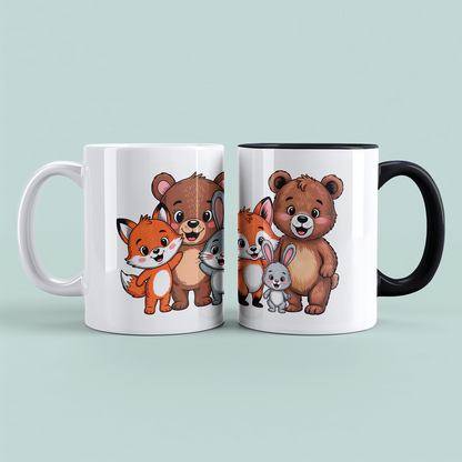 Süße Kindertasse mit Bär, Fuchs und Hase – Liebevolles Geschenk für Kinder & Familie