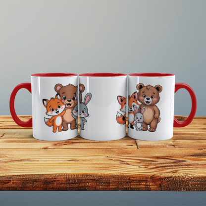 Süße Kindertasse mit Bär, Fuchs und Hase – Liebevolles Geschenk für Kinder & Familie