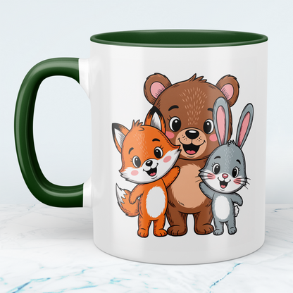 Süße Kindertasse mit Bär, Fuchs und Hase – Liebevolles Geschenk für Kinder & Familie