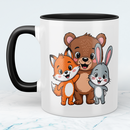 Süße Kindertasse mit Bär, Fuchs und Hase – Liebevolles Geschenk für Kinder & Familie