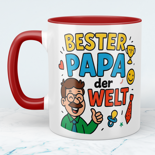 Bester Papa der Welt – Lustige Bedruckte Tasse für den Superhelden Papa