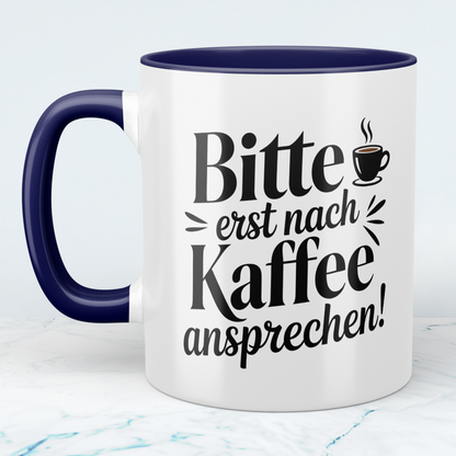 Lustige Kaffeetasse „Bitte erst nach Kaffee ansprechen“ – Witziger Becher mit Cartoon für Kaffee Liebhaber