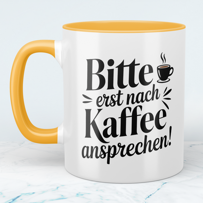 Lustige Kaffeetasse „Bitte erst nach Kaffee ansprechen“ – Witziger Becher mit Cartoon für Kaffee Liebhaber