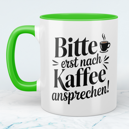 Lustige Kaffeetasse „Bitte erst nach Kaffee ansprechen“ – Witziger Becher mit Cartoon für Kaffee Liebhaber