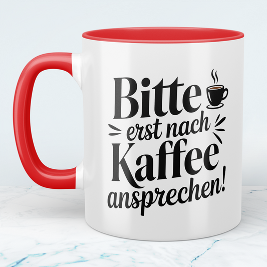 Lustige Kaffeetasse „Bitte erst nach Kaffee ansprechen“ – Witziger Becher mit Cartoon für Kaffee Liebhaber