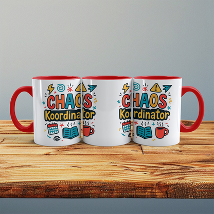 Humovolle bedruckte Tasse – Perfekt für das Büro – Für Kolleginnen und Kollegen – Spruch: CHAOS - Koordinator