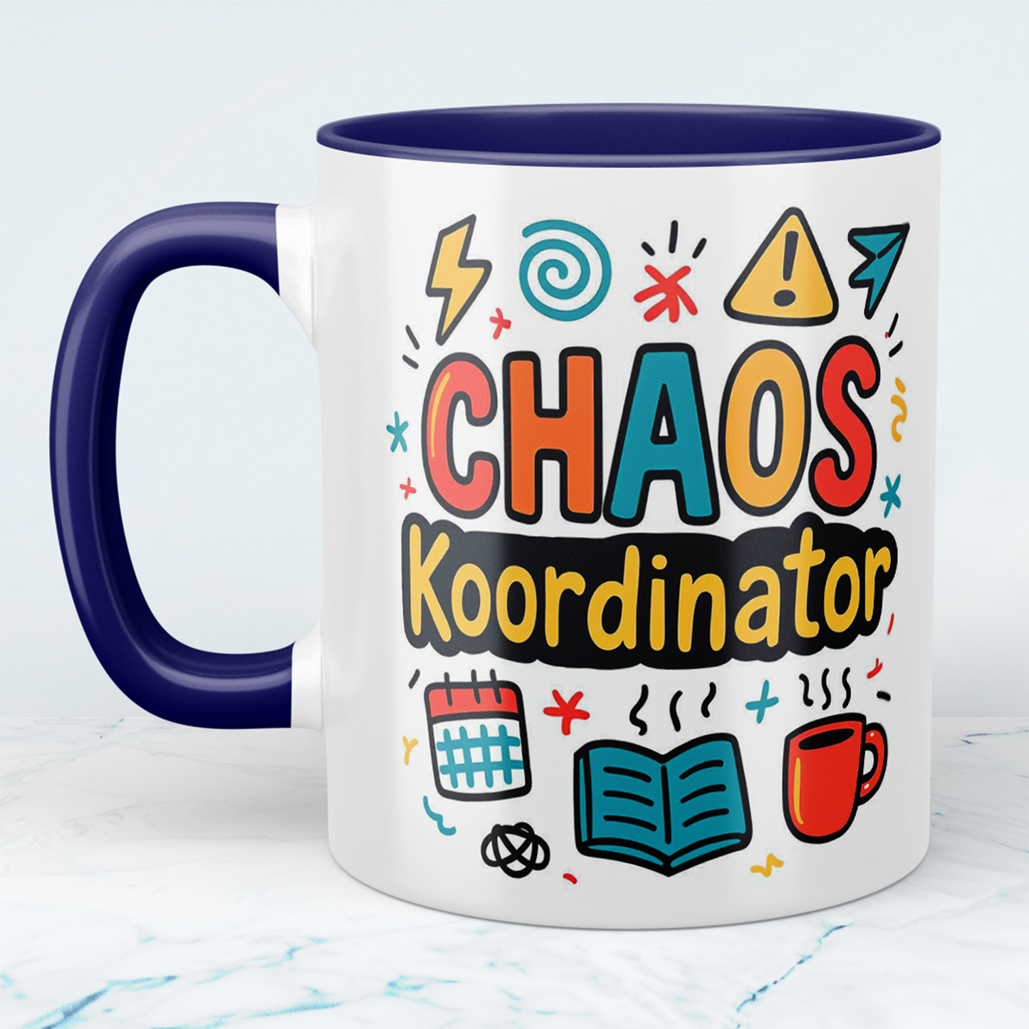 Humovolle bedruckte Tasse – Perfekt für das Büro – Für Kolleginnen und Kollegen – Spruch: CHAOS - Koordinator