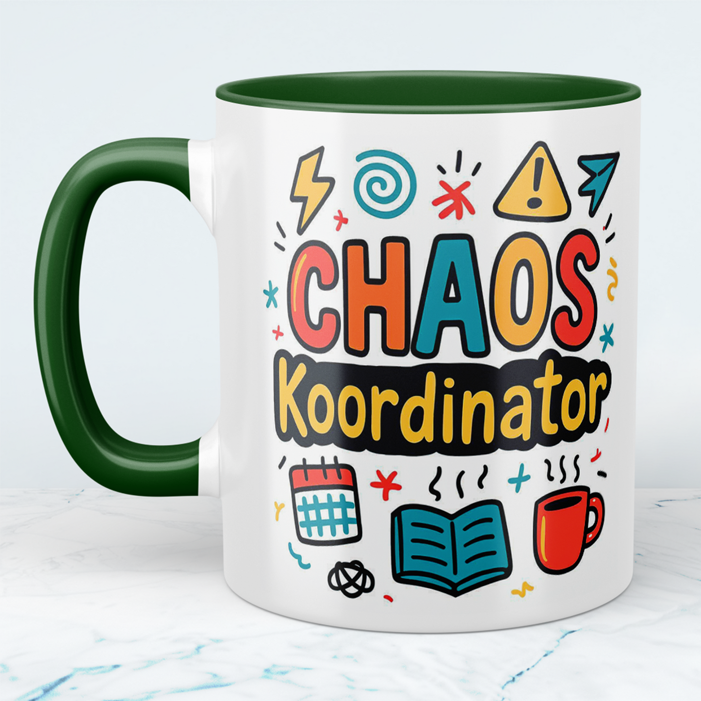 Humovolle bedruckte Tasse – Perfekt für das Büro – Für Kolleginnen und Kollegen – Spruch: CHAOS - Koordinator