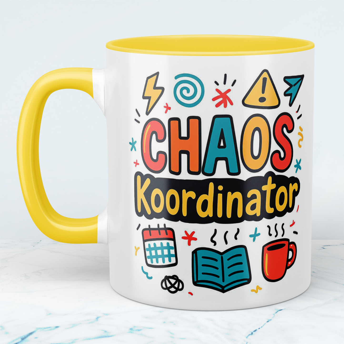 Humovolle bedruckte Tasse – Perfekt für das Büro – Für Kolleginnen und Kollegen – Spruch: CHAOS - Koordinator