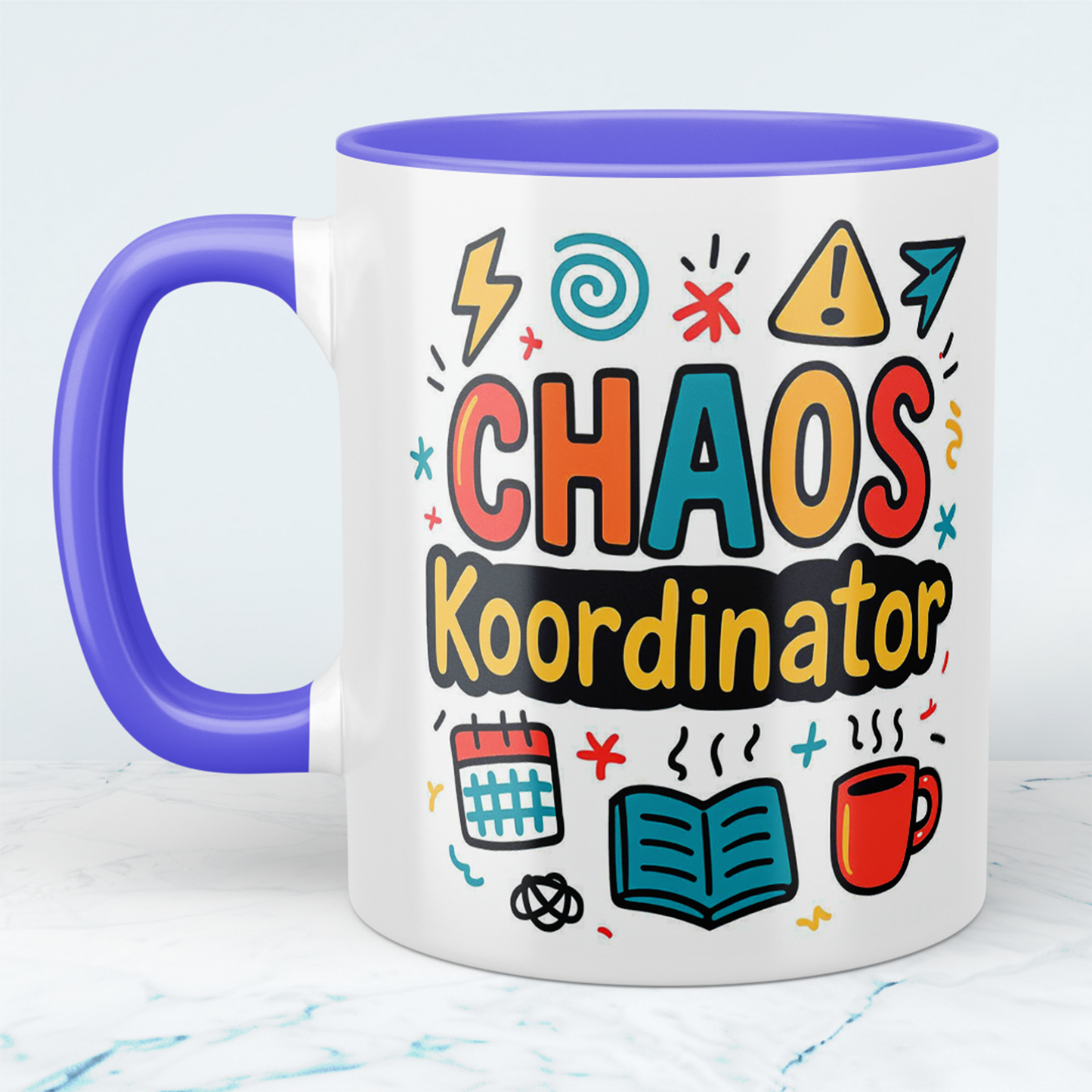 Humovolle bedruckte Tasse – Perfekt für das Büro – Für Kolleginnen und Kollegen – Spruch: CHAOS - Koordinator