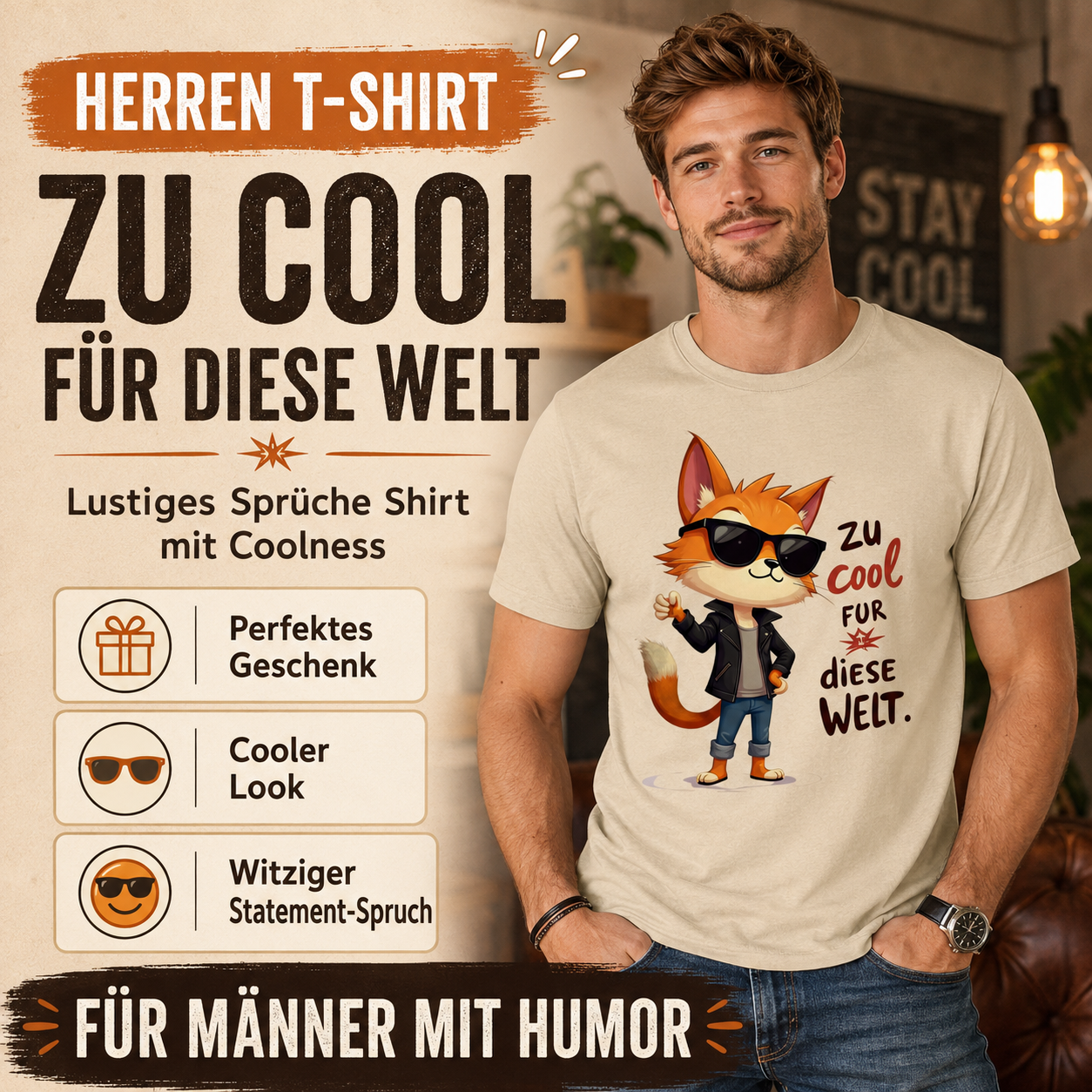 Herren T-Shirt „Zu cool für diese Welt“ – Lustiges Sprüche Shirt mit Coolness