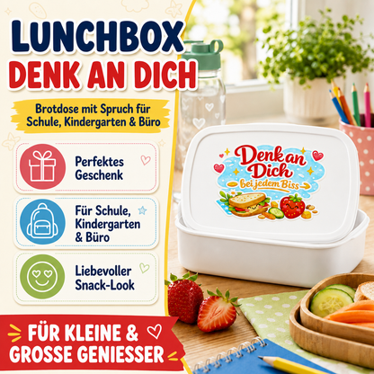 Lunchbox „Denk an dich“ – Brotdose mit Spruch für Schule, Kindergarten & Büro