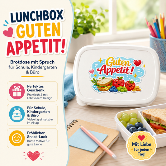 Lunchbox „Guten Appetit!“ – Brotdose mit Spruch, ideal für Schule, Kindergarten & Büro