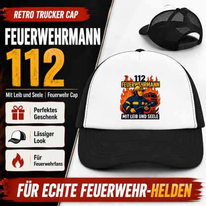 Retro Trucker Cap Feuerwehrmann 112 – Mit Leib und Seele | Feuerwehr Cap