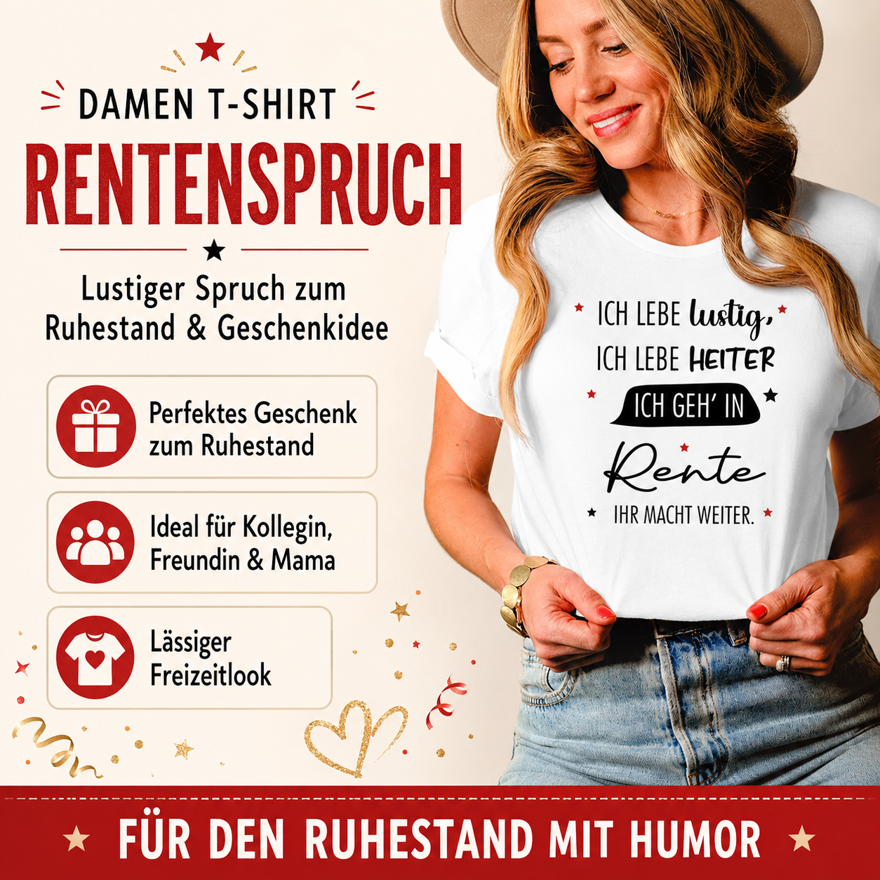 Damen T-Shirt „Rentenspruch“ – Lustiger Spruch zum Ruhestand & Geschenkidee