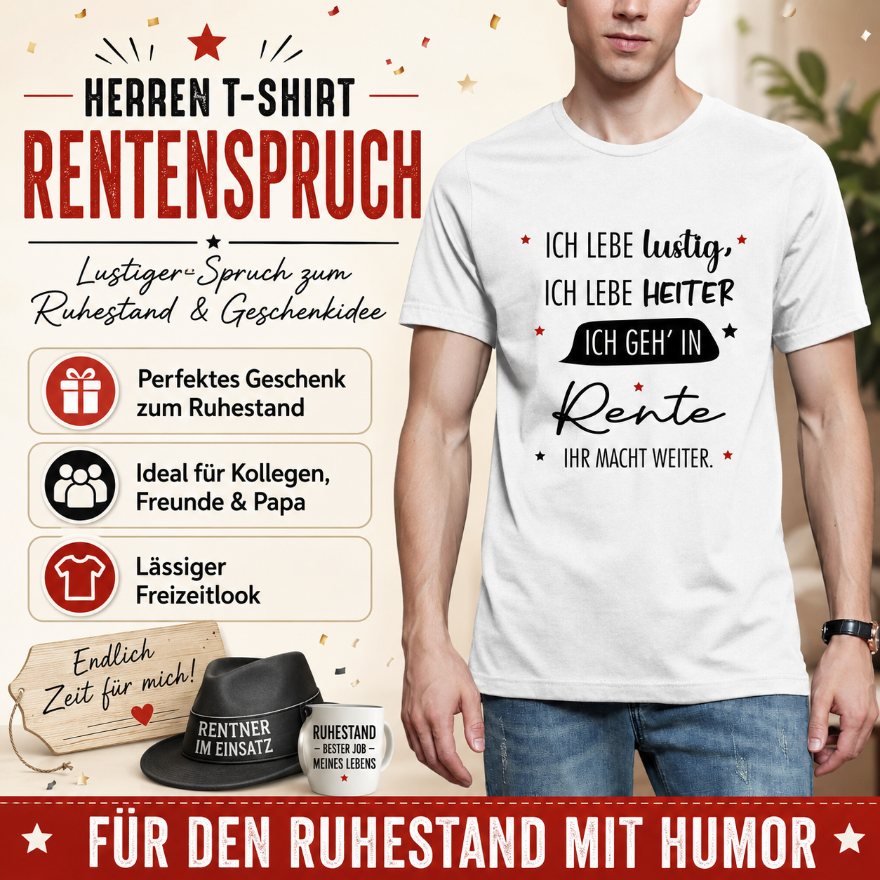 Herren T-Shirt „Rentenspruch“ – Lustiger Spruch zum Ruhestand & Geschenkidee