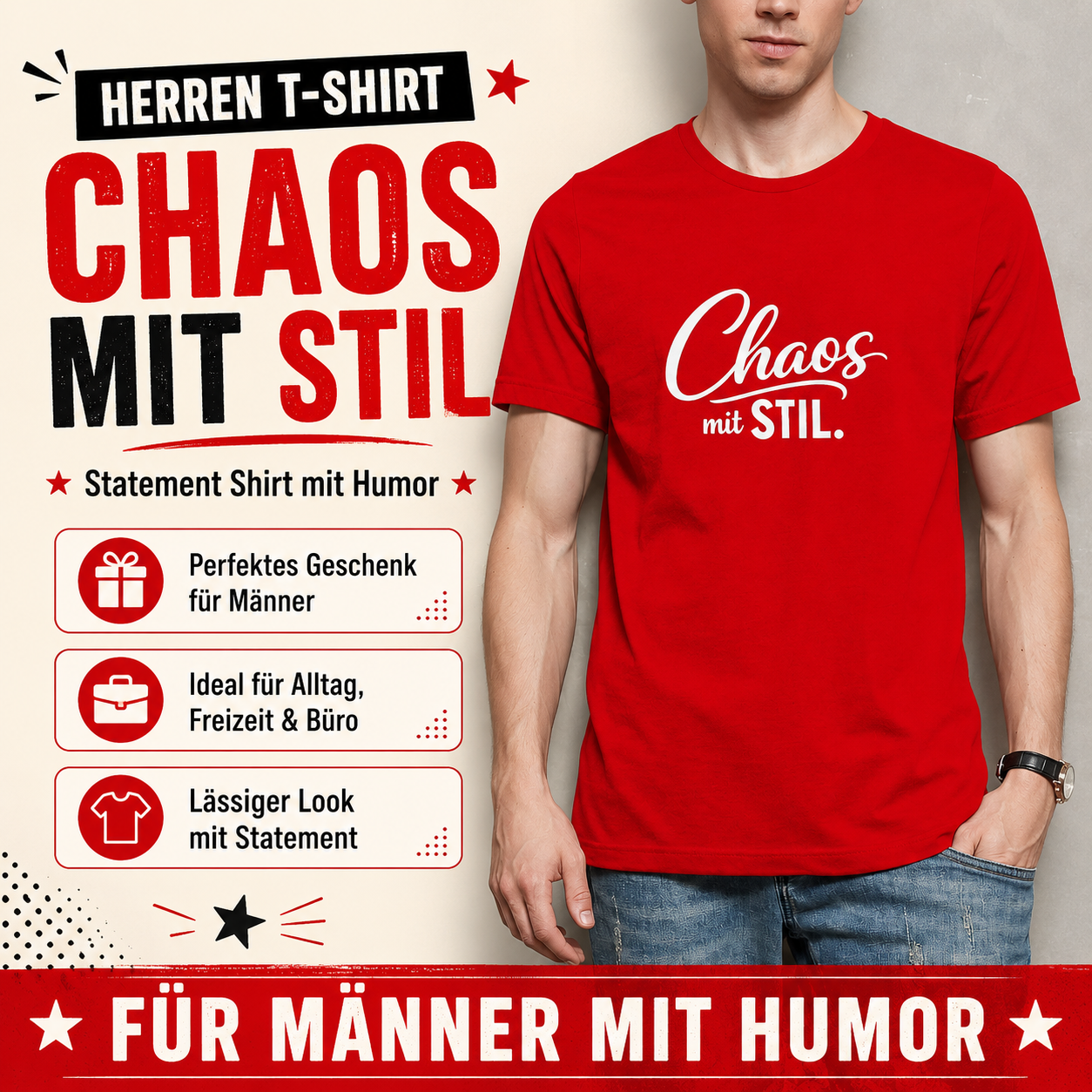 Herren T-Shirt „Chaos mit STIL“ – Statement Shirt mit Humor