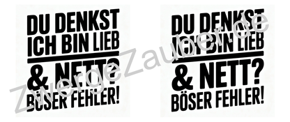 Lustige bedruckte Kaffeetasse mit Spruch „Du denkst ich bin lieb & nett? Böser Fehler“ – Geschenk für Büro, Kollegen & Arbeit