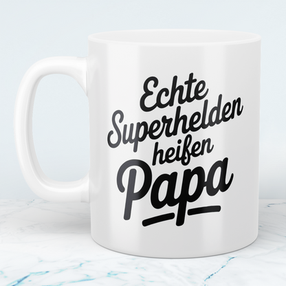 Einzigartige Tasse für Väter – Echte Superhelden heißen Papa – Ideal als Geschenk!