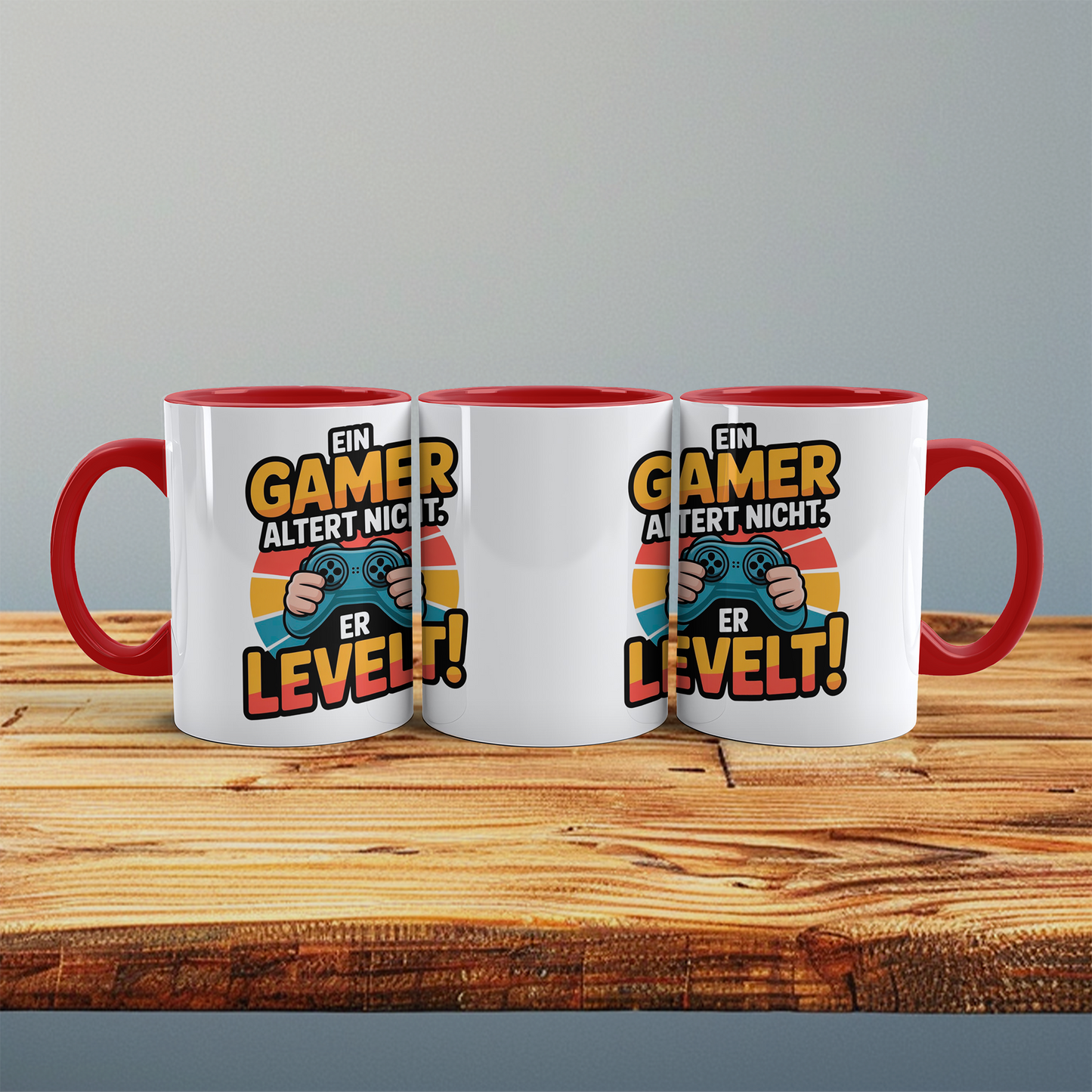 Lustige Gamer Tasse – Ein Gamer altert nicht, er LEVELT! – Geschenk für Zocker & Videospiel-Fans