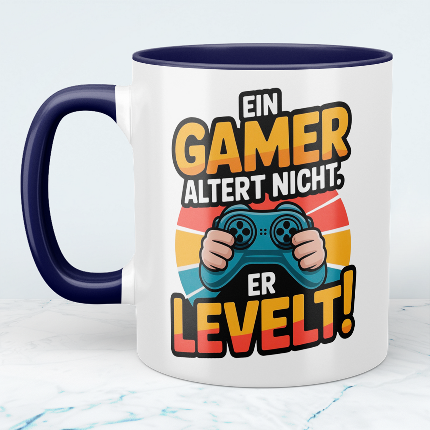 Lustige Gamer Tasse – Ein Gamer altert nicht, er LEVELT! – Geschenk für Zocker & Videospiel-Fans