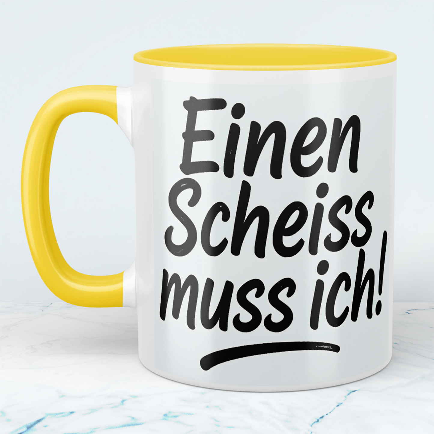 Kaffeepause mit Humor: Bedruckte Tasse 'Einen Scheiss muss ich!